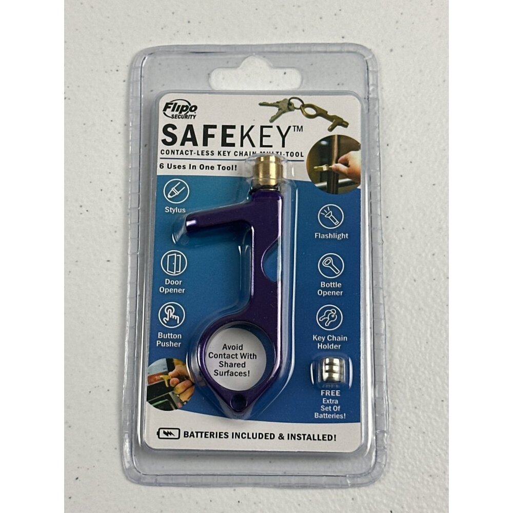 Flipo Security Safekey Multipurpose Tool W/ Flashlight Stylus & Bottle Opener –